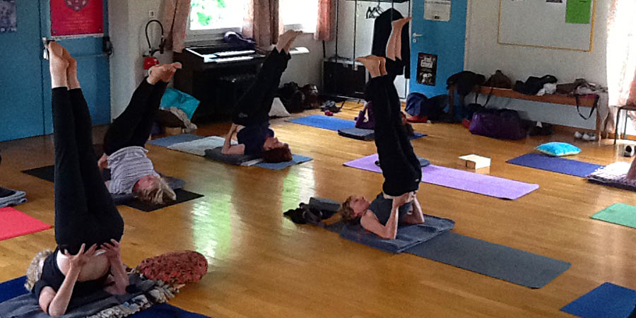 Séance de yoga à Illfurth (haut-rhin), dans la salle des marronniers